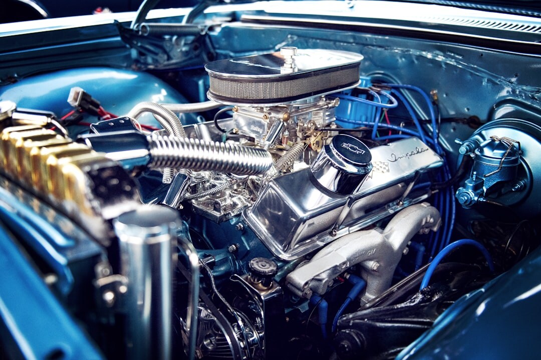 Close up of a polished V12 engine bay of a classic hypercar