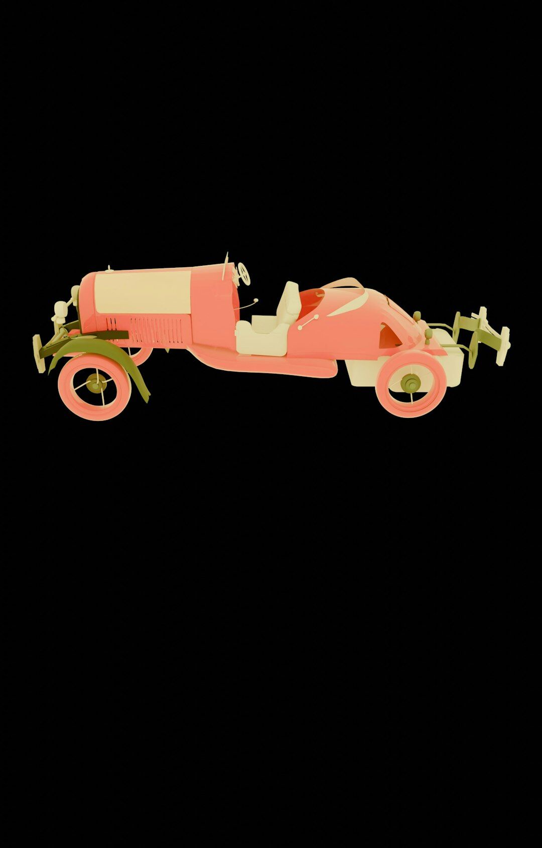 Cream colored classic roadster with wire wheels in a private garage