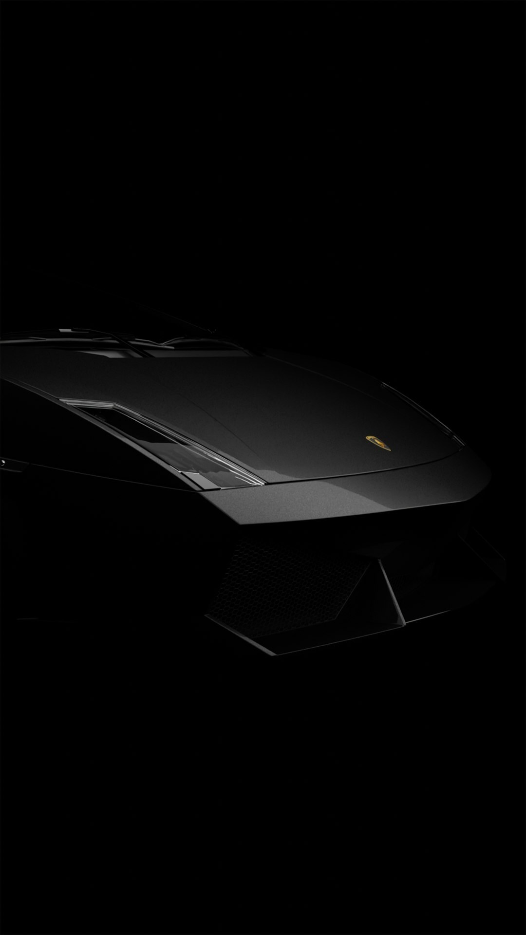 Matte black hypercar with gold accents in a dark minimalist studio